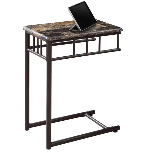 Accent Table - Espresso Marble / Bronze Metal, Monarch Specialties, Mfr#: I 3043